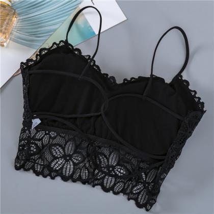 Floral Lace Crotchet Bralette Crop ..
