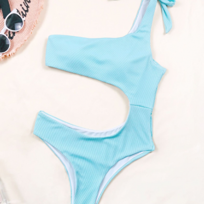 Solid Color Butterfly Sexy One-piece Swimsuit..