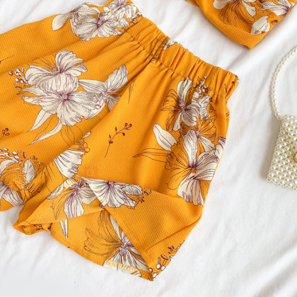 Sexy Chiffon Printed High Waist Sho..