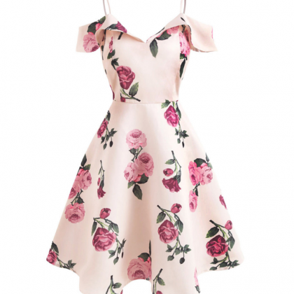 Sexy Strapless Floral Sling Dress