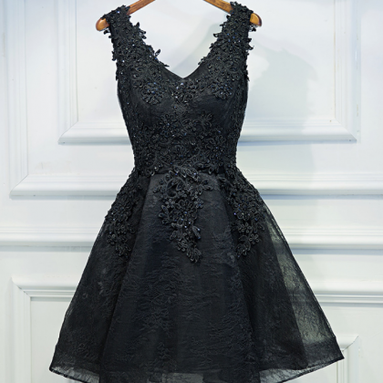 Fashion Black V-neck Sleeveless Dress