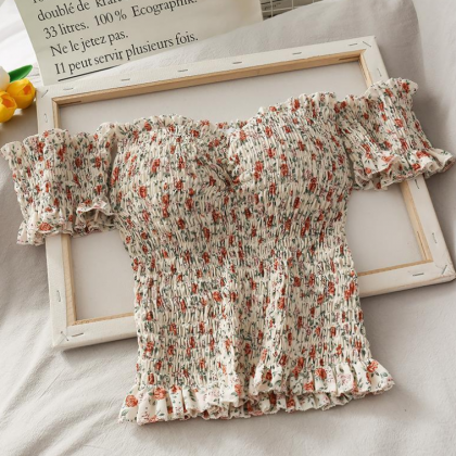 Floral Print Cropped Blouse