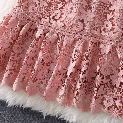 Design Lace High Waist Embroidered Dress