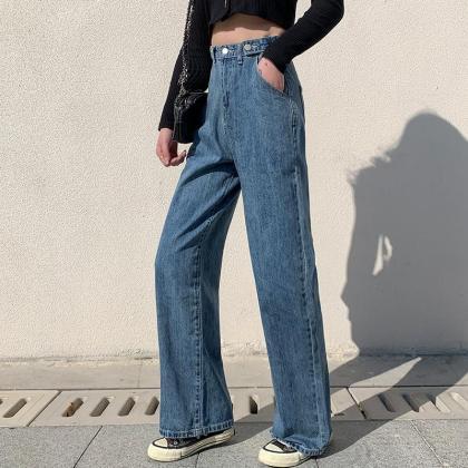 Solid Color High Waist Jeans