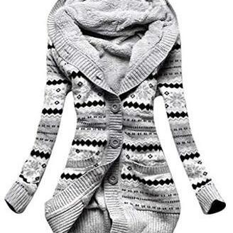 Thickened Hooded Knitted Cardigan Sweater