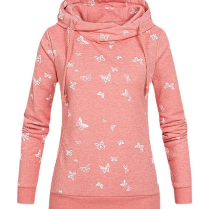 Women's Butterfly Printing Hooded..