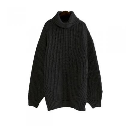 Loose High Neck Pullover Thick Sweater