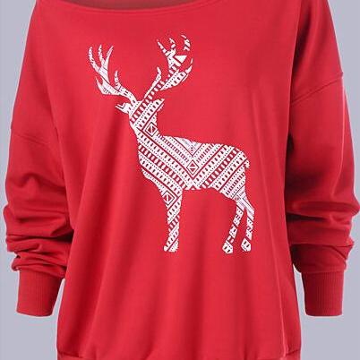 Long Sleeve Print Little Deer Sweater