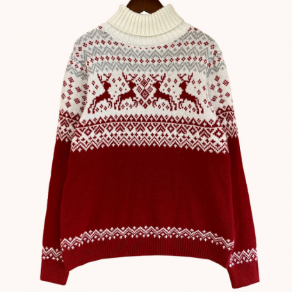 Loose High Neck Long Sleeve Knitted Sweater