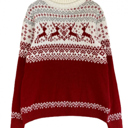 Loose High Neck Long Sleeve Knitted Sweater