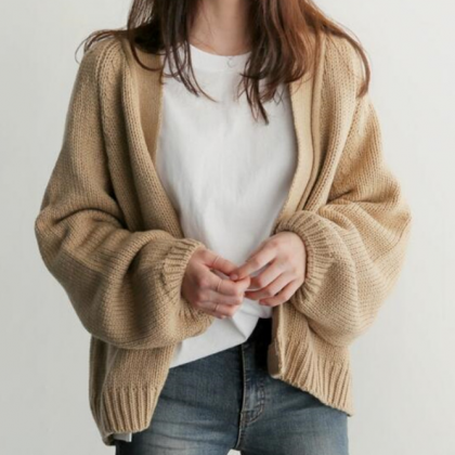 Long Sleeve Loose Knit Sweater Coat