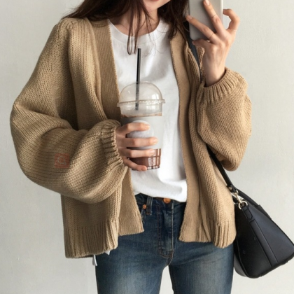Long Sleeve Loose Knit Sweater Coat