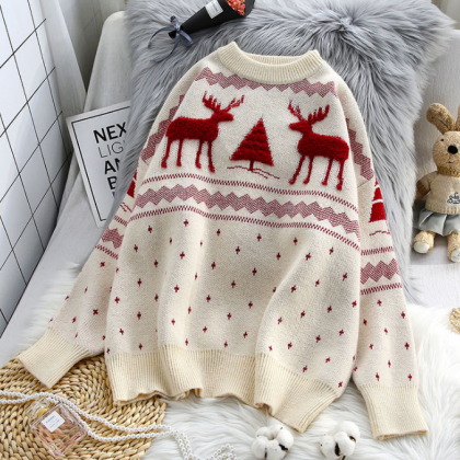 Fawn Red Loose Padded Sweater
