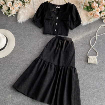 Sweet High Waist Two-Piece Suit