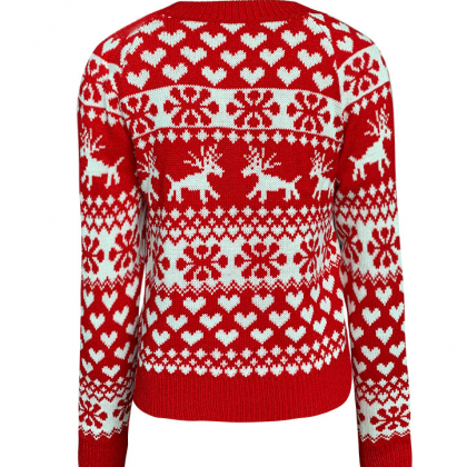 Round Neck Casual Long-Sleeved Knit..