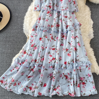 Sling Loose Floral Chiffon Dress