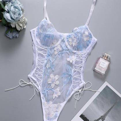 Sexy One-Piece Lace Embroidered Und..