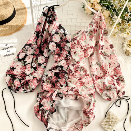 Fashion Slim Packed Butt Floral Dress