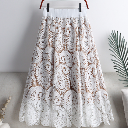 Vintage Lace High Waist Skirt