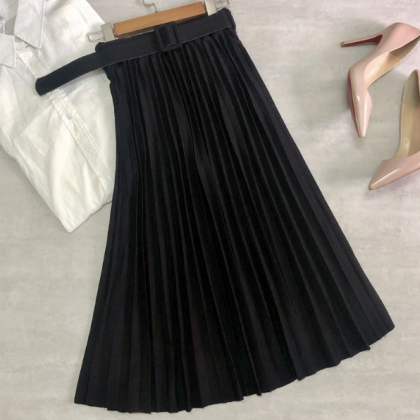 Casual Solid Color High Waist Skirt