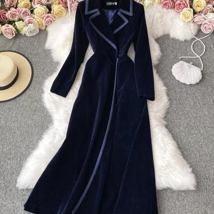 Casual Elegant Velvet Long Coat