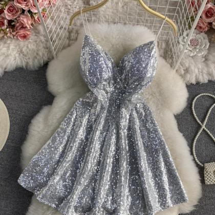 Cute A Line Sequins Short Dress