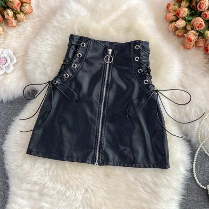 Fashion Sexy Black PU Leather Skirt