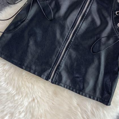 Fashion Sexy Black PU Leather Skirt
