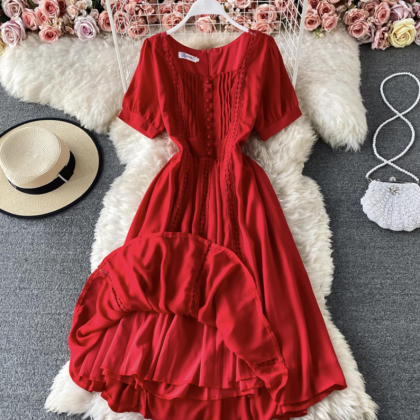 Cute Chiffon Lace Dress A Line Dress