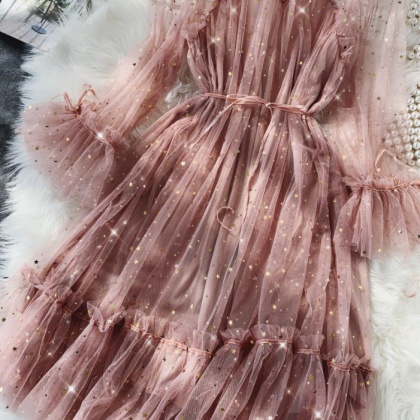 Sparkling Sequin Mesh High Waisted Dress