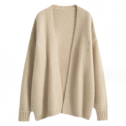 Fashion Loose Temperament Solid Color Knitted..