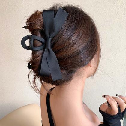 Elegant Black Ribbon Bow Hair Clips For