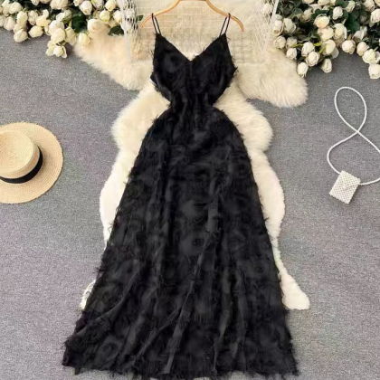 Elegant Sling V-neck Sleeveless Dress