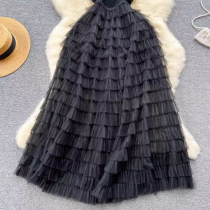 Design Black Sling High Waisted Sleeveless Dress