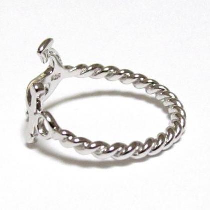 Anchor Ring-rhodium Over Sterling Silver