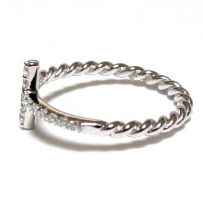 Sterling Silver With Hand Set Ring With Rope Band