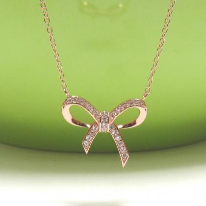 Adorable Infinity Bow Necklace In Rose Gold Over..