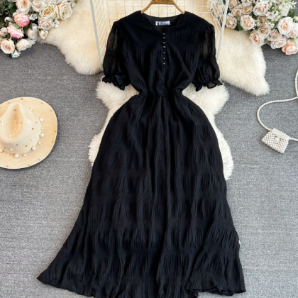 Vintage Style Short Sleeved V-neck Elegant Dress