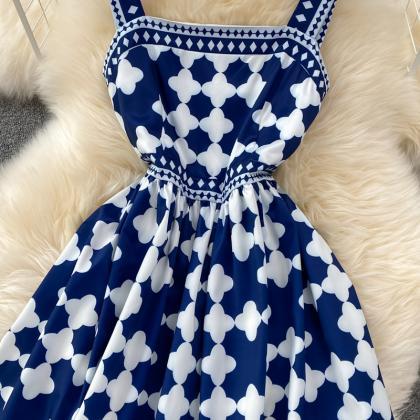 Fashion Sleeveless Blue Dress