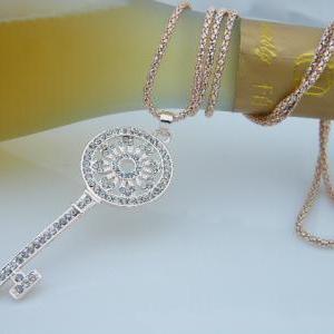 Temperament Diamond Key Necklace Tp090609br