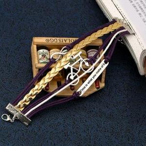 Hand-woven Leather Cord Bracelet Wm091106bw