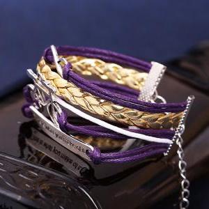 Hand-woven Leather Cord Bracelet Wm091106bw