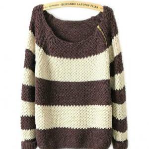 Striped Long-sleeved Cardigan Sweater #yg091801bh