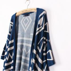 Geometric Shawl Loose Sweater Coat ..