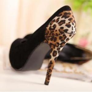 High-heeled Shoes Leopard Splicing #092305km