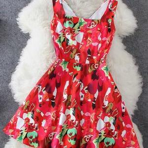 Fashion Sleeveless Print Dress #092704tq