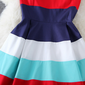 Fashion Color Stripe Sleeveless Dress #092801lp