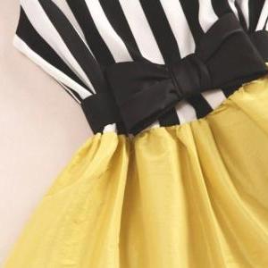 Slim Stylish Striped Sleeveless Dress #092804ki
