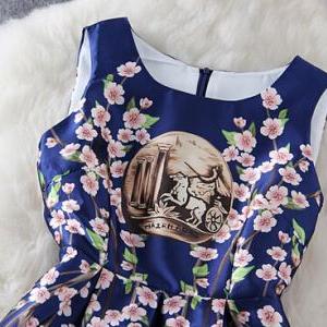 Fashion Sleeveless Print Dress #100108ad