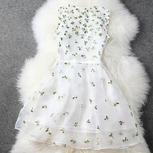 Slim Embroidered Vest Dress #sf101509hk
